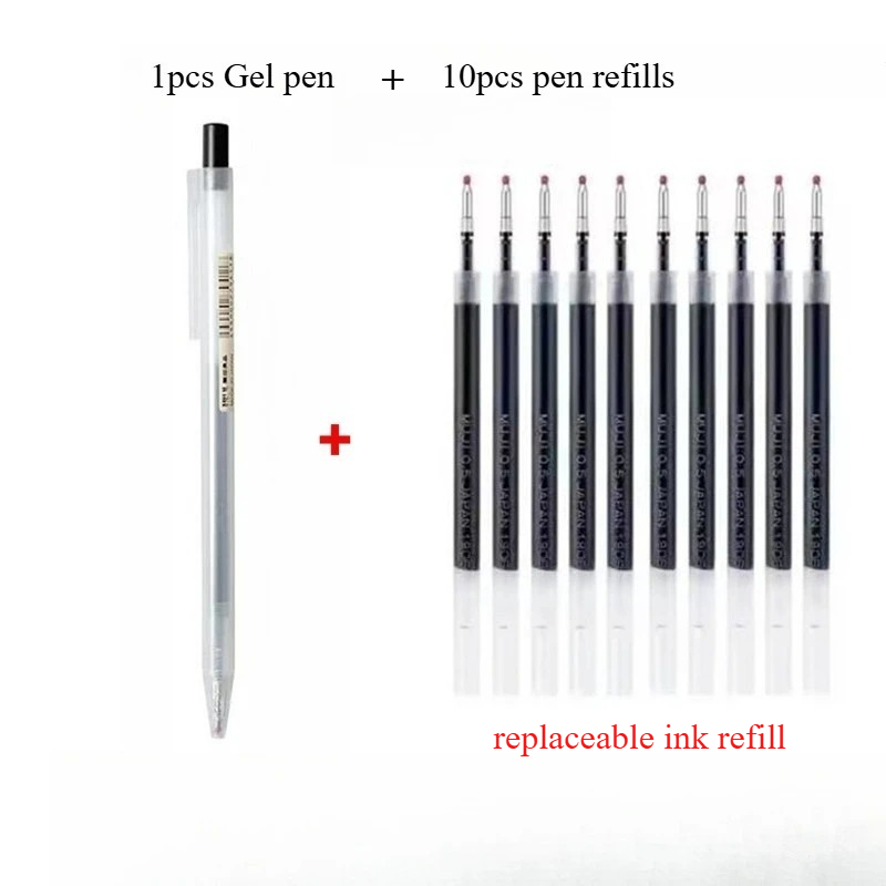 10pcs Press pen refills with 1 - Muji Stationery Gel Pen recension och pris