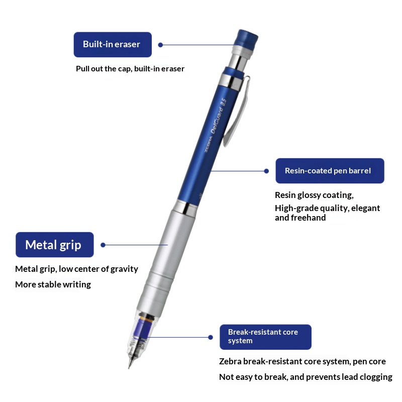 Japanese ZEBRA DelGuard MA86 M - Staedtler Pencil Lumocolor recension och pris